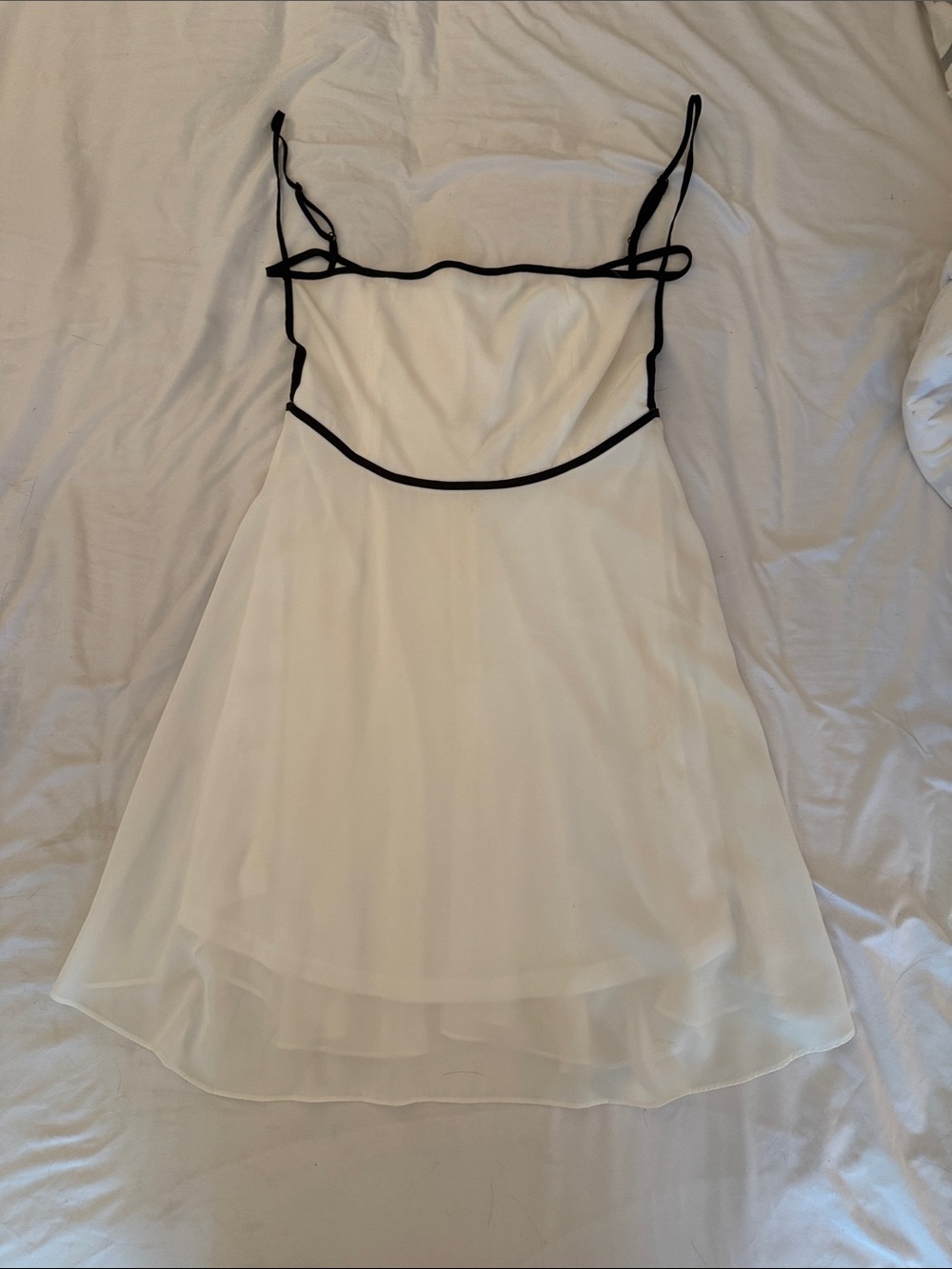 Tobi White Mini Slip Dress with Black Trim